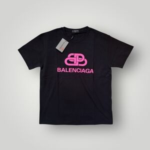 Balenciaga Black & Pink Logo Graphic T-Shirt - XL